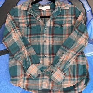 Kids eddie Bauer Green and Gray Plaid Button Down Shirt